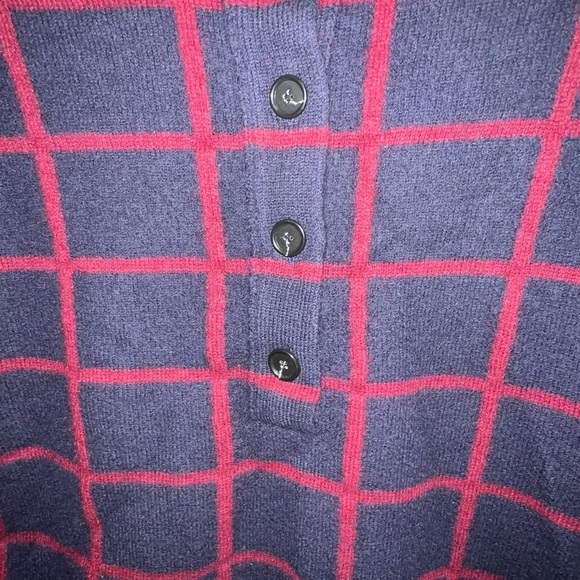 Loft Windowpane Plaid Academia Preppy Merino Wool Cropped Sweater - Picture 3 of 8